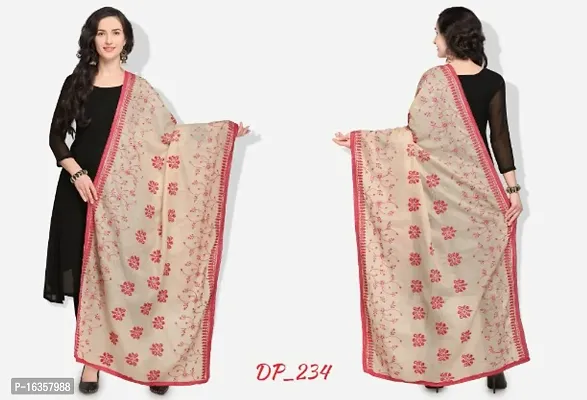 Exclusie Cotton Thread Embroidered Work Smooth Fabric Dupatta for Womens-thumb0