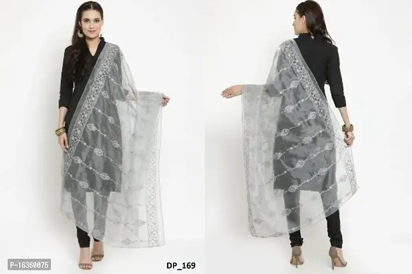 Exclusive Smooth Organza Fabric Embroidered Work Dupatta for Womens-thumb0