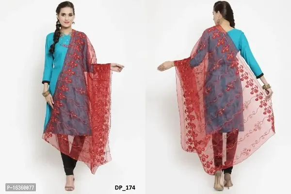 Exclusive Smooth Organza Fabric Embroidered Work Dupatta for Womens-thumb0