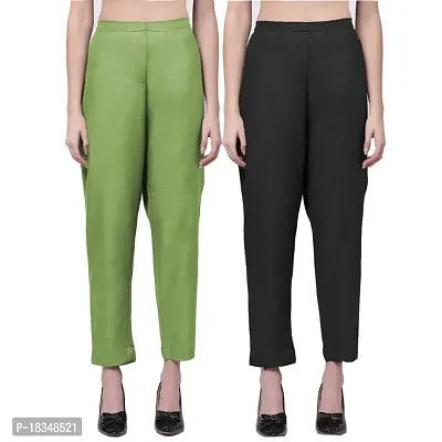Exclusive Cotton Blend Plain Trousers for Womens (Pack of 2)