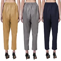 Exclusive Cotton Blend Plain Trousers for Women's (Pack of 3)-thumb1