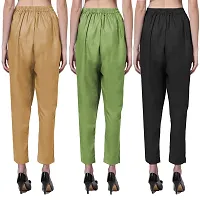 Exclusive Cotton Blend Plain Trousers for Women's (Pack of 3)-thumb1