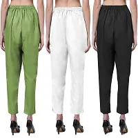 Exclusive Cotton Blend Belt Trousers for Women's (Pack of 3)-thumb1