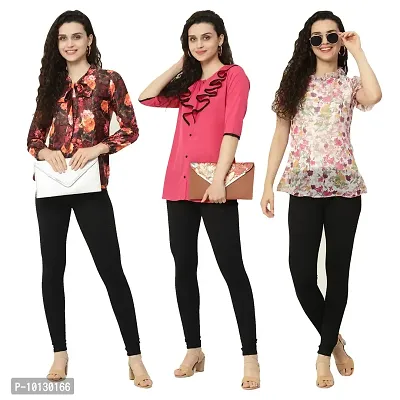 Trendy Crape Multicoloured Printed Tops Combo For Women Pack Of 3