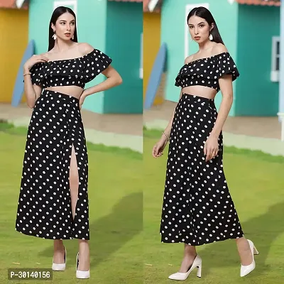 Stylish Black Crepe Printed Dresses For Women-thumb0