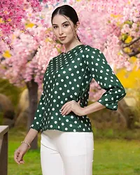 Elegant Green Crepe Printed Tops For Women-thumb1