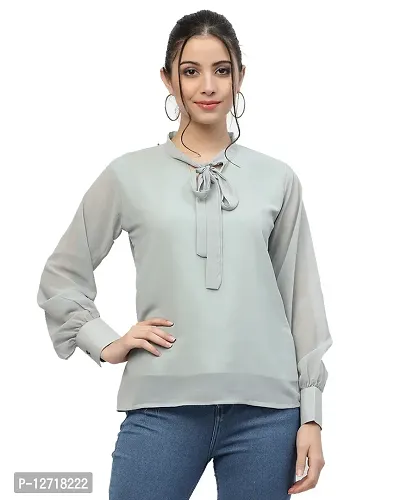 Stylish Fancy Georgette Solid Top For Women-thumb0
