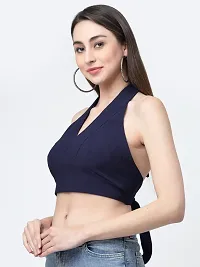 Stylish Fancy Cotton Blend Regular Length Solid Crop Top For Women-thumb2