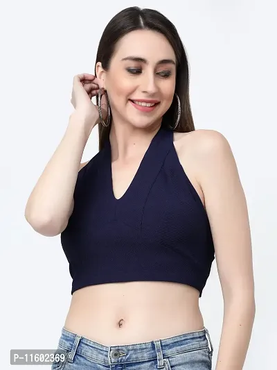 Stylish Fancy Cotton Blend Regular Length Solid Crop Top For Women