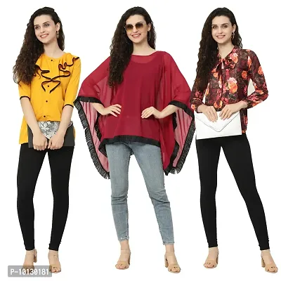 Trendy Crape Multicoloured Printed Tops Combo For Women Pack Of 3