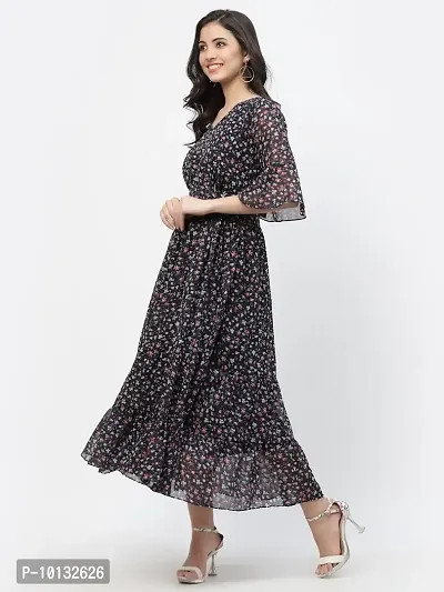 Attractive Midi Length Georgette Printed Fit And Flare Dress Combo For Women Pack Of 2-thumb5