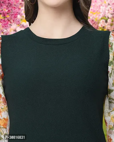 Elegant Green Cotton Blend Printed Tops For Women-thumb3