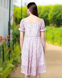 Stylish Pink Georgette Printed A-Line Dress For Women-thumb1