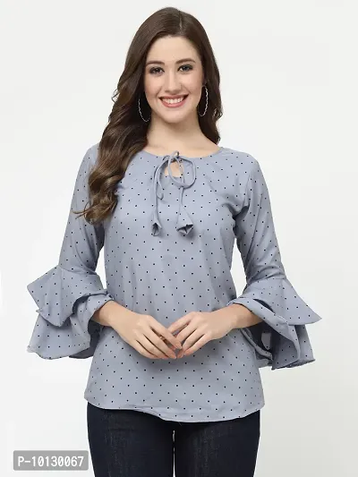 Trendy Grey Crepe Tie Up Top For Women