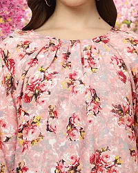 Elegant Pink Crepe Printed Tops For Women-thumb2