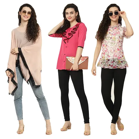 Trendy Crape Tops Combo For Women Pack Of 3