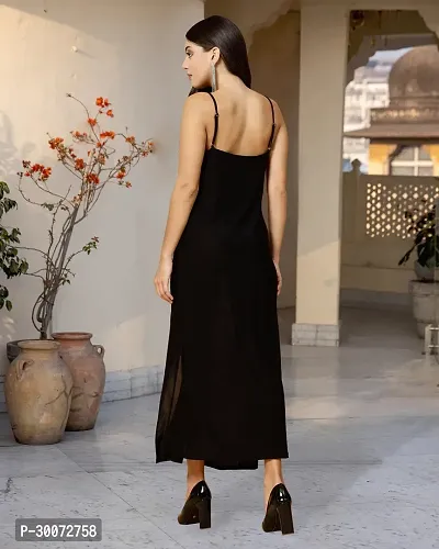 Stylish Black Cotton Blend Solid Bodycon Dress For Women-thumb2