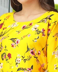 Stylish Yellow Crepe Printed Fit And Flare Dress For Women-thumb2