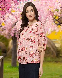 Elegant Pink Crepe Printed Tops For Women-thumb1