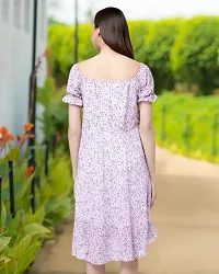 Stylish Pink Georgette Printed A-Line Dress For Women-thumb1