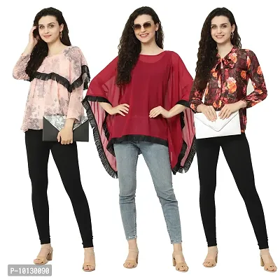 Trendy Crape Multicoloured Printed Tops Combo For Women Pack Of 3