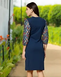 Stylish Blue Cotton Blend Solid Bodycon Dress For Women-thumb1