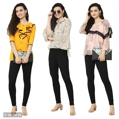 Trendy Crape Multicoloured Printed Tops Combo For Women Pack Of 3