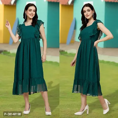 Stylish Green Georgette Printed Dresses For Women-thumb0