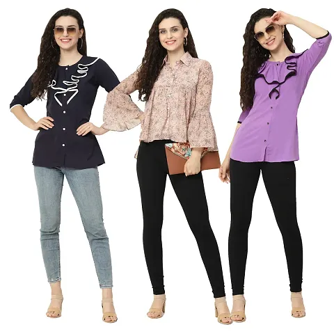 Trendy Crape Tops Combo For Women Pack Of 3