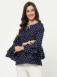 Trendy Navy Blue Crepe Tie Up Top For Women-thumb2