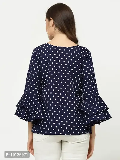 Trendy Navy Blue Crepe Tie Up Top For Women-thumb2