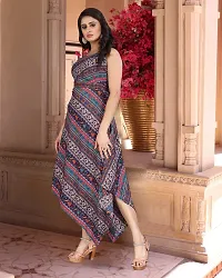 Stylish Multicoloured Cotton Blend Printed A-Line Dress For Women-thumb1