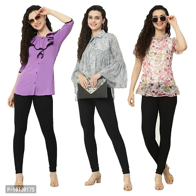 Trendy Crape Multicoloured Printed Tops Combo For Women Pack Of 3