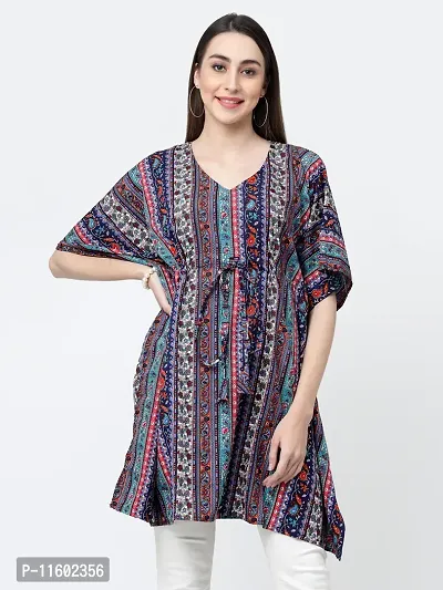 Stylish Fancy Crepe Regular Length Printed Kaftan Top For Women-thumb0