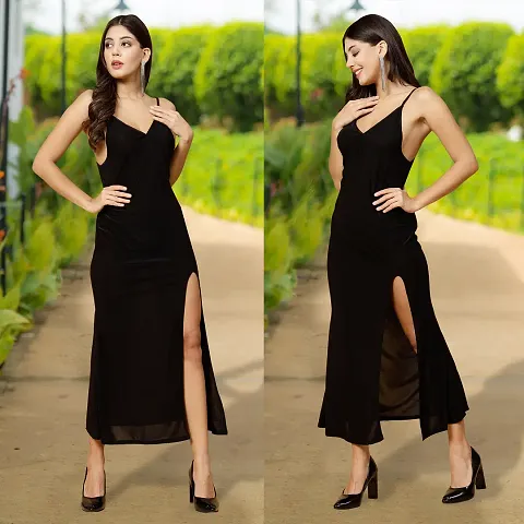 Stylish Blend Solid Bodycon Dress For Women