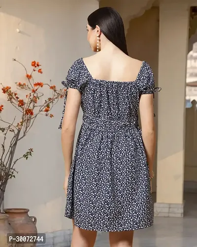 Stylish Grey Crepe Printed A-Line Dress For Women-thumb2