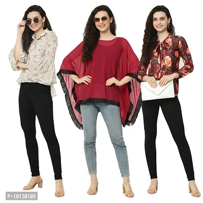 Trendy Crape Multicoloured Printed Tops Combo For Women Pack Of 3