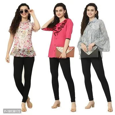 Trendy Crape Multicoloured Printed Tops Combo For Women Pack Of 3