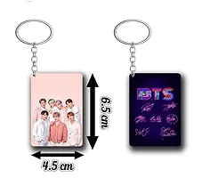 BTS Keychain for BTS Army. BTS Army Logo Rectangle Shape Key-Chain , Beautiful Gift for BTS Army Fan.(Pack Of 2)-thumb1