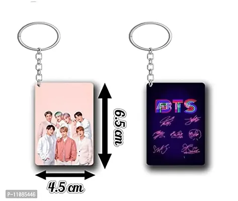 BTS Keychain for BTS Army. BTS Army Logo Rectangle Shape Key-Chain , Beautiful Gift for BTS Army Fan.(Pack Of 2)-thumb2