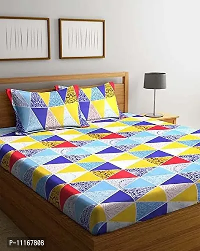 Stylish Fancy Comfortable Polycotton Printed Flat 1 Bedsheet + 2 Pillowcovers
