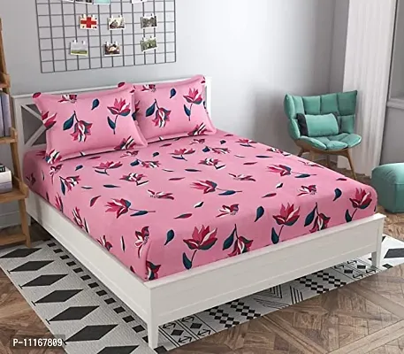 Stylish Fancy Comfortable Polycotton Printed Flat 1 Bedsheet + 2 Pillowcovers-thumb0