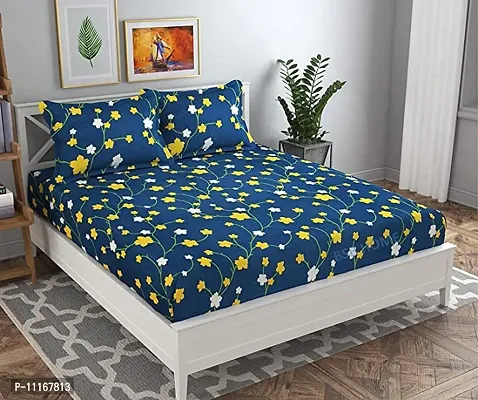 Stylish Fancy Comfortable Polycotton Printed Flat 1 Bedsheet + 2 Pillowcovers-thumb0