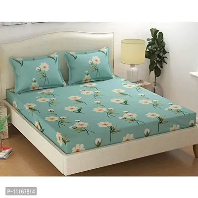 Stylish Fancy Comfortable Polycotton Printed Flat 1 Bedsheet + 2 Pillowcovers-thumb0