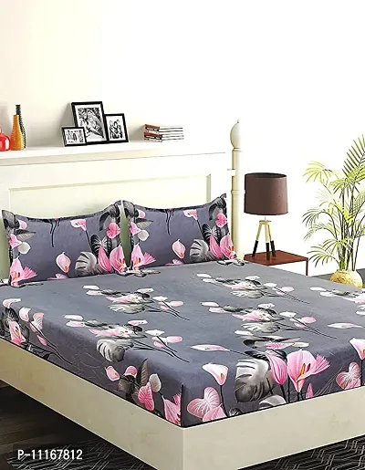 Stylish Fancy Comfortable Polycotton Printed Flat 1 Bedsheet + 2 Pillowcovers-thumb0