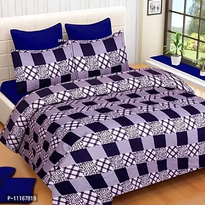 Stylish Fancy Comfortable Polycotton Printed Flat 1 Bedsheet + 2 Pillowcovers-thumb0