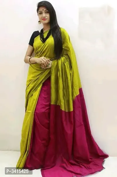 Handloom Silk Cotton Saree With Blouse Piece For Womens-thumb0