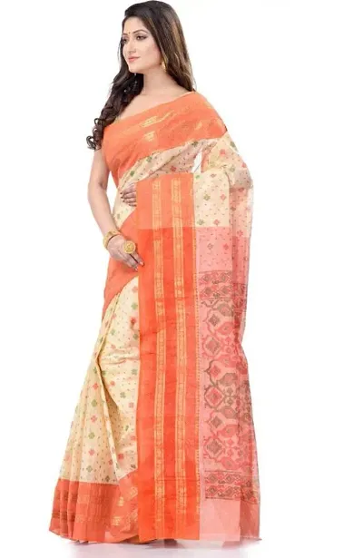 Handloom Cotton Fulia Tant Printed Sarees with blouse Piece