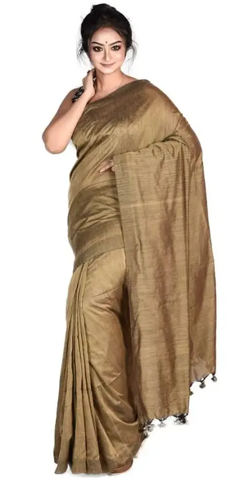 Handloom Khadi Cotton Solid Sarees with Blouse Piece
