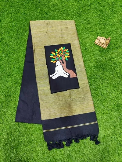 Pure Cotton Handloom Ghicha Pallu Sarees with Running Blouse Piece and Extra Handpainted Blouse Piece